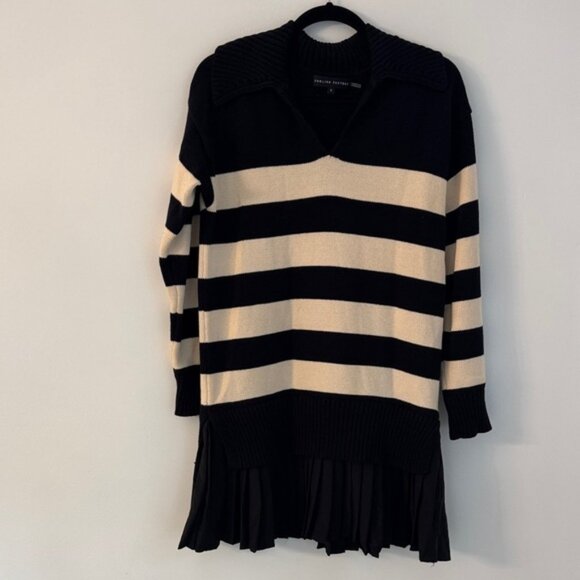 English Factory Black and Cream Knit, Drop Waist Dress, S - Picture 1 of 4